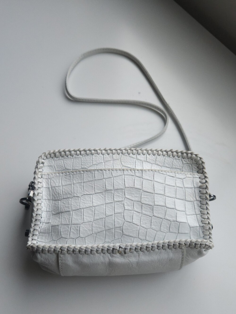 New Botkier White Croc Embossed Leather Petite Crossbody Bag